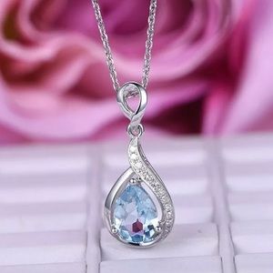 Elegant 925 Silver Aquamarine Necklace